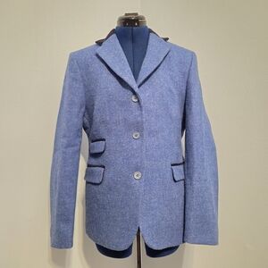 Vintage Blue Wool Tweed Blazer Size 12